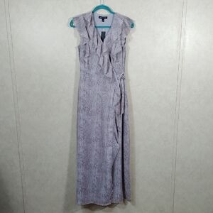 04119 Banana Republic taupe & white snake print wrap maxi dress 2 NWT